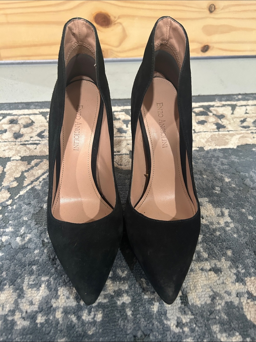 Enzo Angiolini Black Suede Pointed-Toe Pumps
